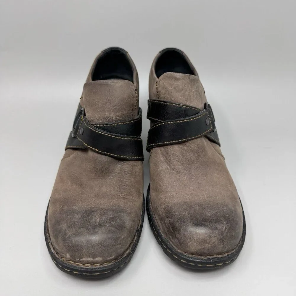 Born Womens Brown Leather Ankle Boots Harness Straps Booties Size 7.5M